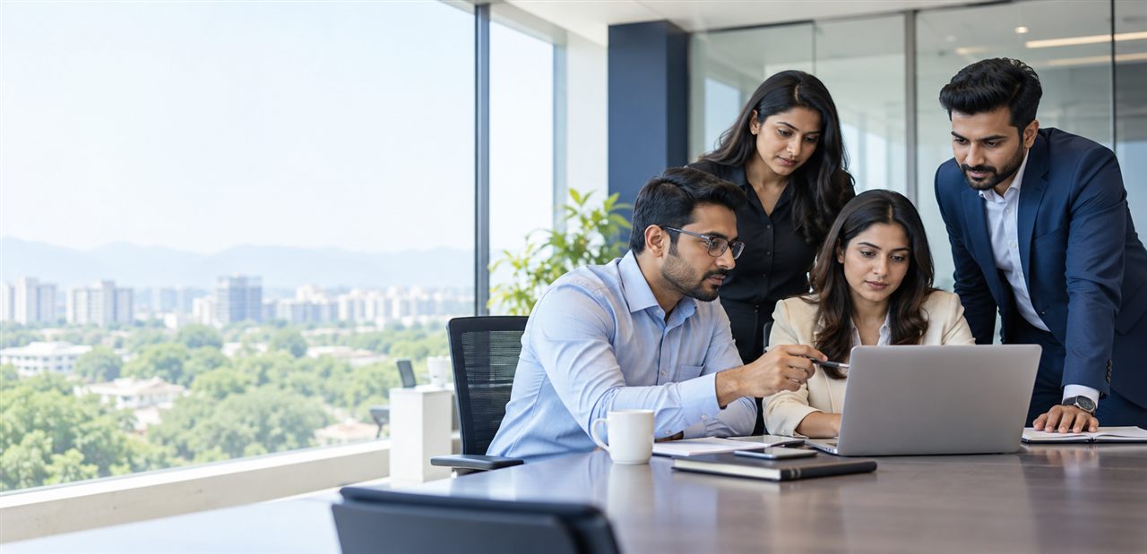Indian professionals reviewing a digital certificate application